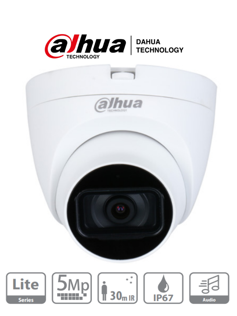 DAHUA HAC-HDW1500TLQN-A - Cámara Domo de 5 MP con micrófono integrado y lente de 2.8 mm. Ofrece iluminación IR hasta 30 metros, tecnología Starlight y es resistente al agua con clasificación IP67. Compatible con CVI, CVBS, AHD y TVI DAHUA HAC-HDW1500TLQN-A - Cámara Domo de 5 MP con micrófono integrado y lente de 2.8 mm. Ofrece iluminación IR hasta 30 metros, tecnología Starlight y es resistente al agua con clasificación IP67. Compatible con CVI, CVBS, AHD y TVI